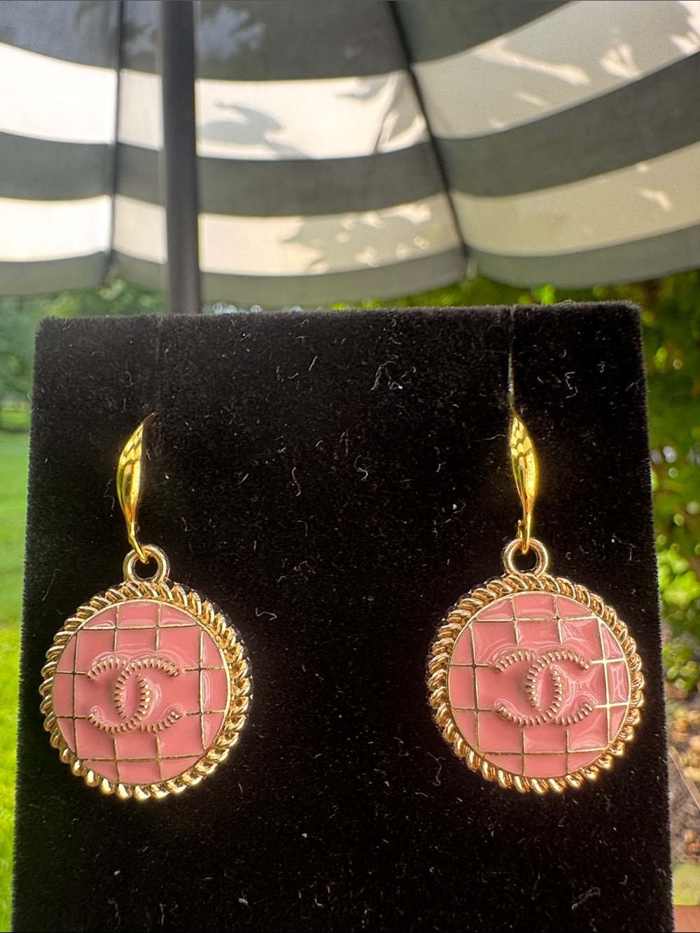 Earrings Pink Gold-Tone Round Drop Earrings